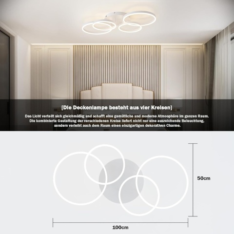 Lampa sufitowa LED, ściemniana, 40-60 W, 100 cm