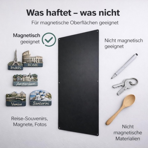 Tablica magnetyczna 60 x 90 cm, czarna, matowa: duża ściana magnetyczna, metalowa