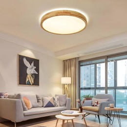 WayLuoung LED Drewniana Lampa Sufitowa 60cm 3K-6K Ściemniania pilot