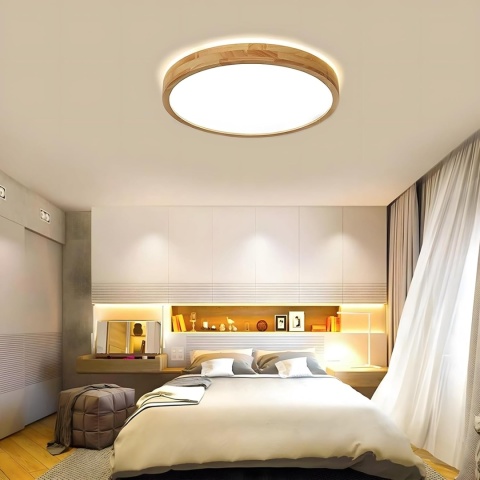 WayLuoung LED Drewniana Lampa Sufitowa 60cm 3K-6K Ściemniania pilot