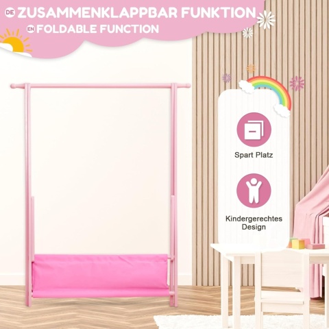 YORBAY WIESZAK STOJĄCY NA UBRANIA DZIECIĘCE Z POJEMNIKIEM BABUSOWY