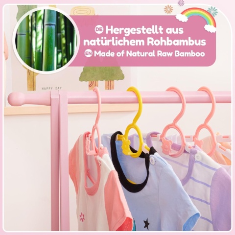 YORBAY WIESZAK STOJĄCY NA UBRANIA DZIECIĘCE Z POJEMNIKIEM BABUSOWY