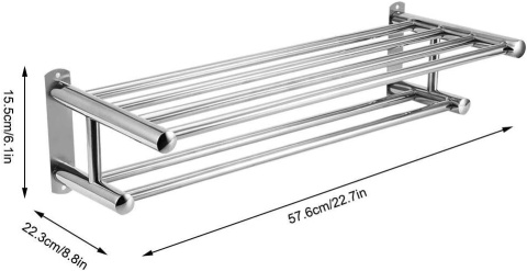 YUMORE Wieszak na ręczniki, podwójny wieszak na ręczniki, 60 cm