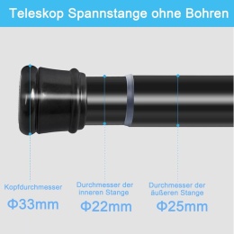 Aiitomg Drążek teleskopowy, 3 m, do firanek, zaciski, drążek do zasłony prysznicowej, (190-360 cm, Ø 32 mm)