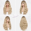BARSDAR Długa falowana naturalna blond peruka ombre z grzywką