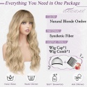 BARSDAR Długa falowana naturalna blond peruka ombre z grzywką