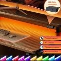 BIURKO GAMINGOWE LED 100CM Z GNIAZDKAMI PÓŁKA POD MONITOR czarne carbon