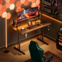 BIURKO GAMINGOWE LED 100CM Z GNIAZDKAMI PÓŁKA POD MONITOR czarne carbon
