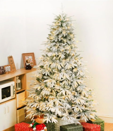 Choinka Sztuczna 150 cm Ośnieżona LED Stojak Metalowy