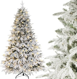 Choinka Sztuczna 150 cm Ośnieżona LED Stojak Metalowy