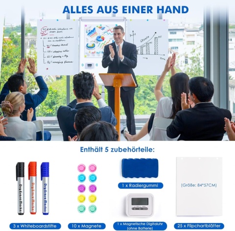 Flipchart Magnetyczny 70x100 Mobilny Tablica Magnetyczna na Kółkach