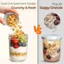 Kubki na Jogurt Płatki Zestaw 4 szt z Przegródką Łyżką 560 ml owsianka FIT