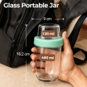 Kubki na Jogurt Płatki Zestaw 4 szt z Przegródką Łyżką 560 ml owsianka FIT