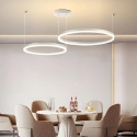 LAMPA SUFITOWA 2 RINGI chrom wisząca ŻYRANDOL LED + PILOT 40/60cm