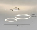 LAMPA SUFITOWA 2 RINGI chrom wisząca ŻYRANDOL LED + PILOT 40/60cm