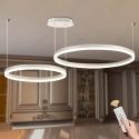 LAMPA SUFITOWA 2 RINGI chrom wisząca ŻYRANDOL LED + PILOT 40/60cm
