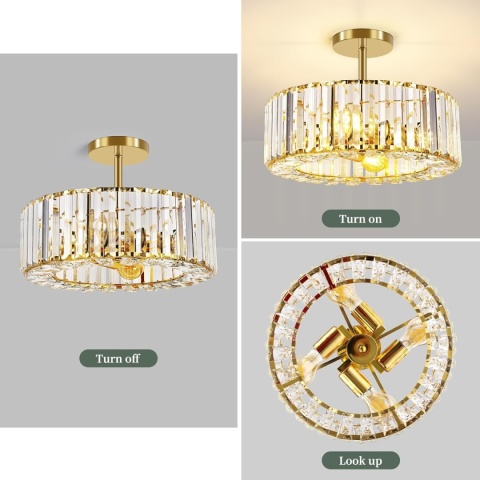 LAMPKA SUFITOWA KRYSZTAŁOWA 37CM DO SALONU SYPIALNI JADALNI ŻYRANDOL