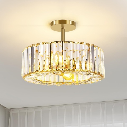 LAMPKA SUFITOWA KRYSZTAŁOWA 37CM DO SALONU SYPIALNI JADALNI ŻYRANDOL