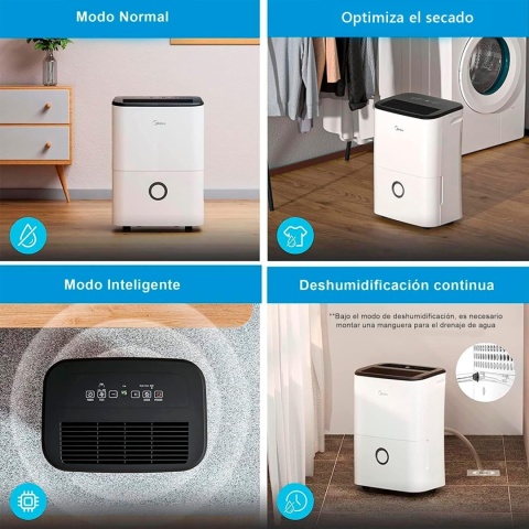 MIDEA Cichy osuszacz powietrza 20L do wewnątrz do 50 m2 zbiornik 3L