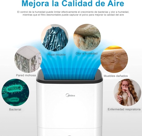 MIDEA Cichy osuszacz powietrza 20L do wewnątrz do 50 m2 zbiornik 3L