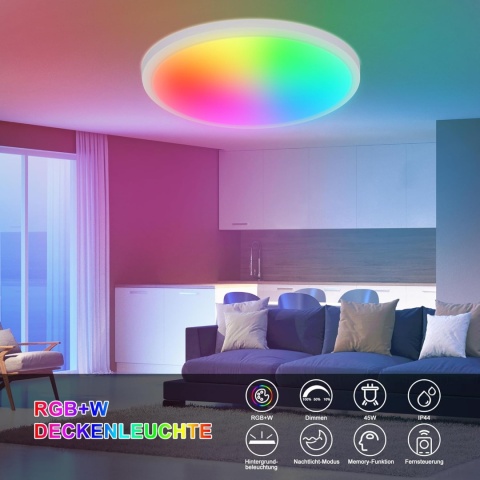 ONDTA Lampa sufitowa LED, ściemniana, panel LED, Ø 57 cm, 45 W, RGB