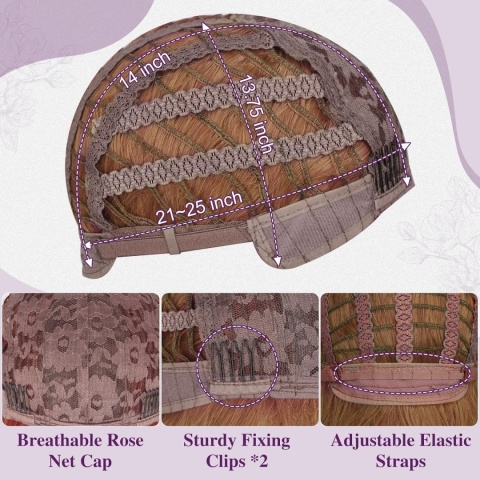 Peruka Ruda Z Grzywką Efekt Naturalnych Włosów