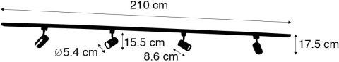 Qazqa - Nowoczesny system szynowy, czarny, 4-punktowy, 1-fazowy 210 cm