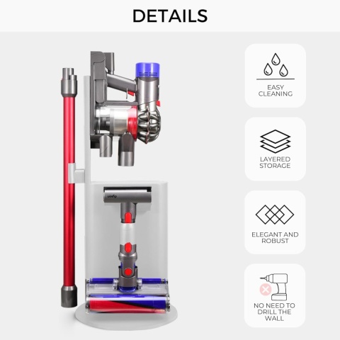 STOJAK DO ODKURZACZA DYSON V6 V7 V8 V10 V11 V12 V15 OKRĄGŁY STYLOWY biały