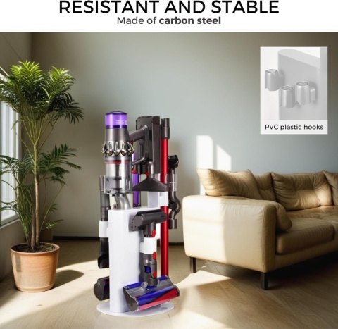 STOJAK DO ODKURZACZA DYSON V6 V7 V8 V10 V11 V12 V15 OKRĄGŁY STYLOWY biały