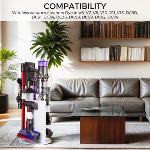 STOJAK DO ODKURZACZA DYSON V6 V7 V8 V10 V11 V12 V15 OKRĄGŁY STYLOWY biały