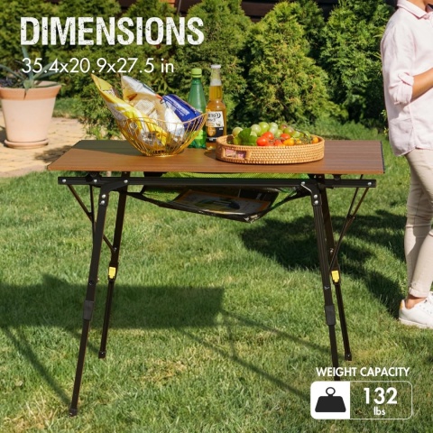 HollyHOME Składany stół kempingowy piknikowy kwadratowy 87 cm M1203
