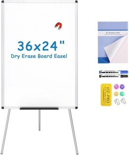 Uniwersalna tablica suchościeralna VIZ-PRO 90x60 cm na stojaku