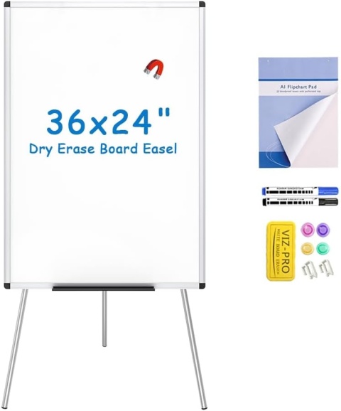 Uniwersalna tablica suchościeralna VIZ-PRO 90x60 cm na stojaku