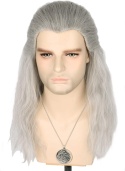 Witcher cosplay męska szara peruka