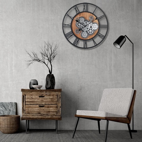 Zegar ścienny XXL Lafocuse 57cm ruchome tryby retro loft steampunk