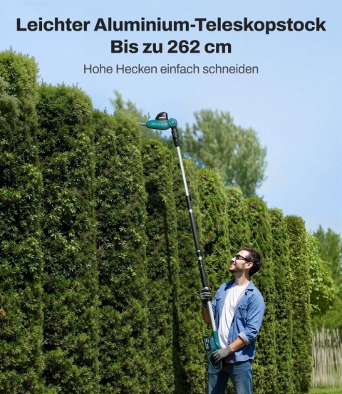 Akumulatorowe nożyce KIESBOHR CSL401 teleskopowe do żywopłotu DO 2.6M