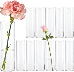 Der Rose 12 szt. cylindrycznych wazonów szklanych
