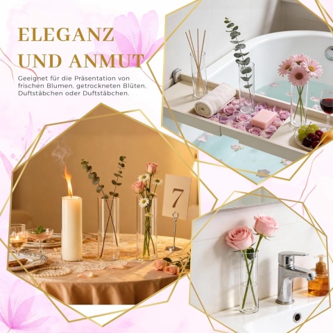 Der Rose 24 szt. cylindrycznych wazonów szklanych