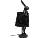 Lampa stołowa królik nocna Animal Rabbit czarna futerkowa 68 cm 56673