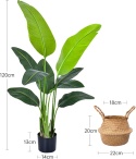 DOKKUME 120 cm Sztuczna roślina, Sztuczny ptak rajski, Tropikalna palma z 9 liśćmi, Bananowiec