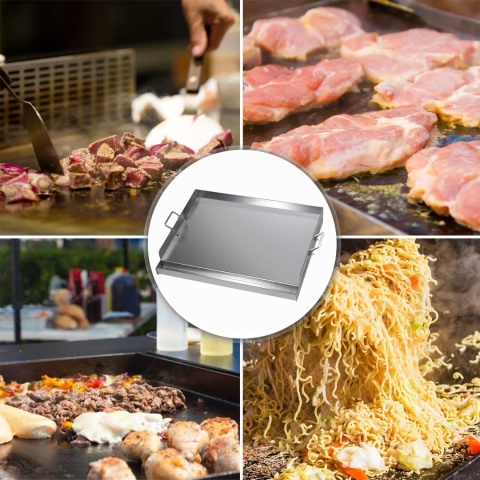 Płyta grillowa ze stali nierdzewnej | 54 x 41 x 8 cm | uniwersalna deska BBQ Plancha