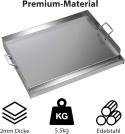 Płyta grillowa ze stali nierdzewnej | 54 x 41 x 8 cm | uniwersalna deska BBQ Plancha