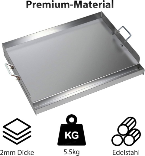 Płyta grillowa ze stali nierdzewnej | 54 x 41 x 8 cm | uniwersalna deska BBQ Plancha