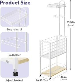 Stojak Na Papier Toaletowy Uchwyt Biały Loft