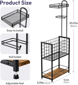 Stojak Na Papier Toaletowy Uchwyt Czarny Loft