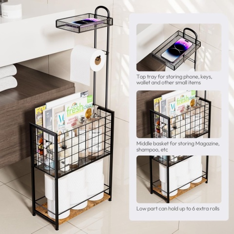 Stojak Na Papier Toaletowy Uchwyt Czarny Loft