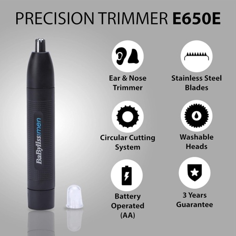 Trymer do nosa Babyliss Polska E650e na baterie