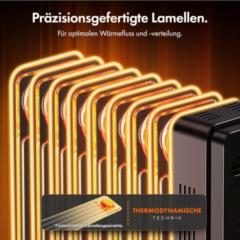 VonHaus Elektryczny Grzejnik Olejowy z Termostatem 2500W Czarny