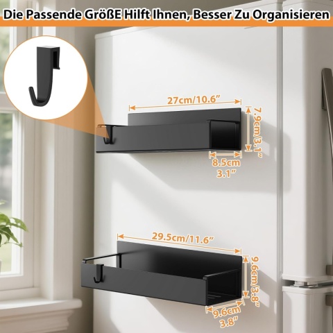 ZESTAW Półka Magnetyczna na Lodówkę Ścianę Organizer Kuchenny na Przyprawy