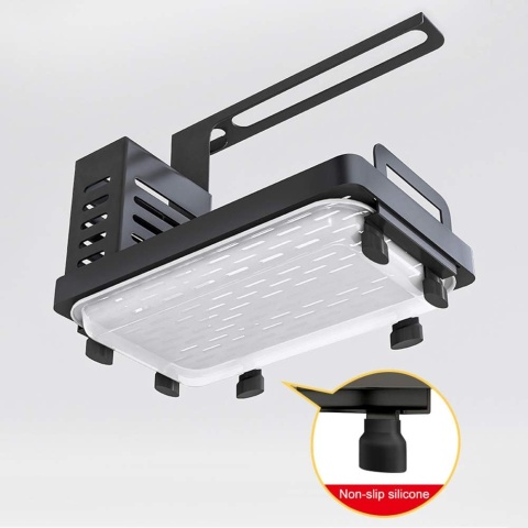 Caddy organizer do zlewu na przybory kuchenne i łazienkowe - czarny metal